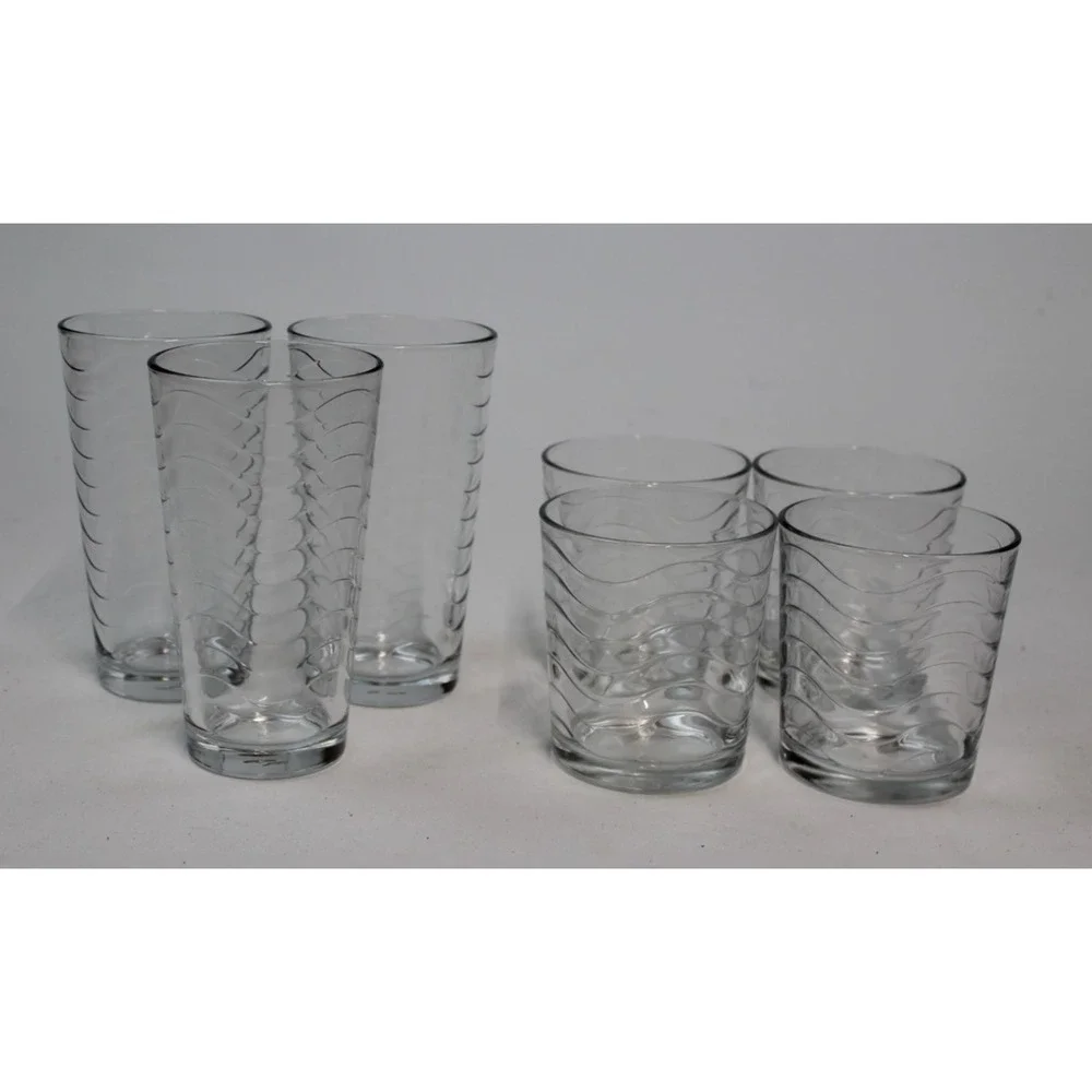 Pasabahce Turkish made Glasses Circular Wave Pattern 6 1/2